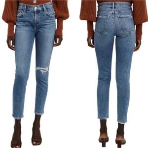 Agolde Nico High Rise Slim Distressed Jeans Button Fly Shoreline size 26